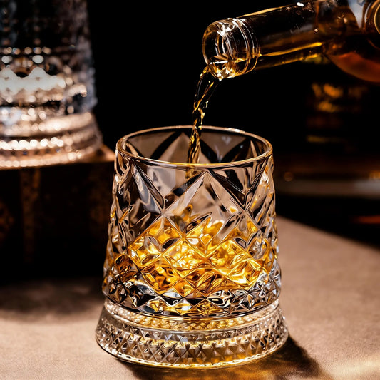 Luxury 360° Spinning Crystal Glass – Star-Cut Stress Relief Whiskey & Wine Glass, Elegant European Barware Gift,Rotating Glass Cup Spinning Glass Cup