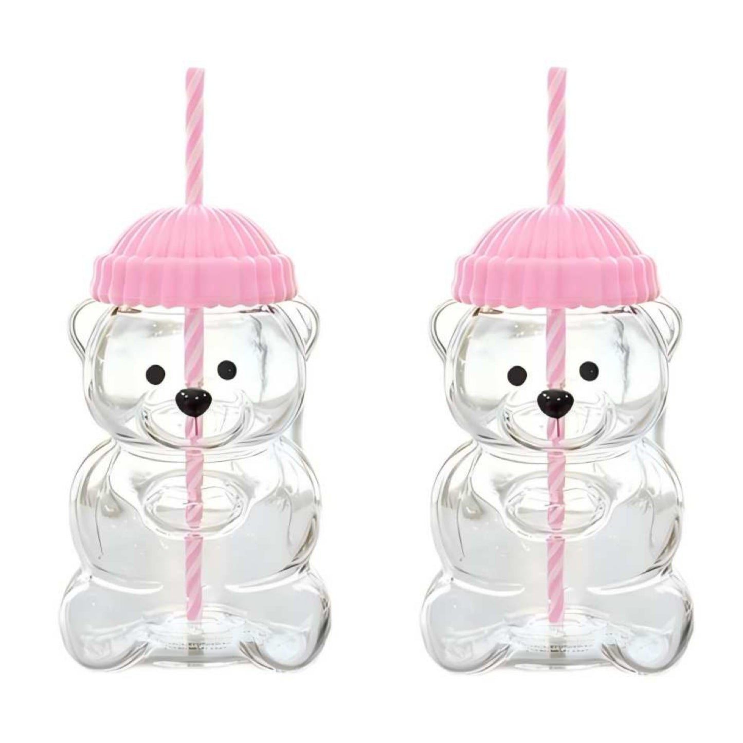 Viral Bearista Cold Cup for 2026 Holiday Collection Nostalgia Cute Bear Cup With Striped Straw 20oz High-Quality Glass Tumbler for Smoothies Boba & Beverage  Iced Coffee Glass Gifts colorful glass cup practical gift