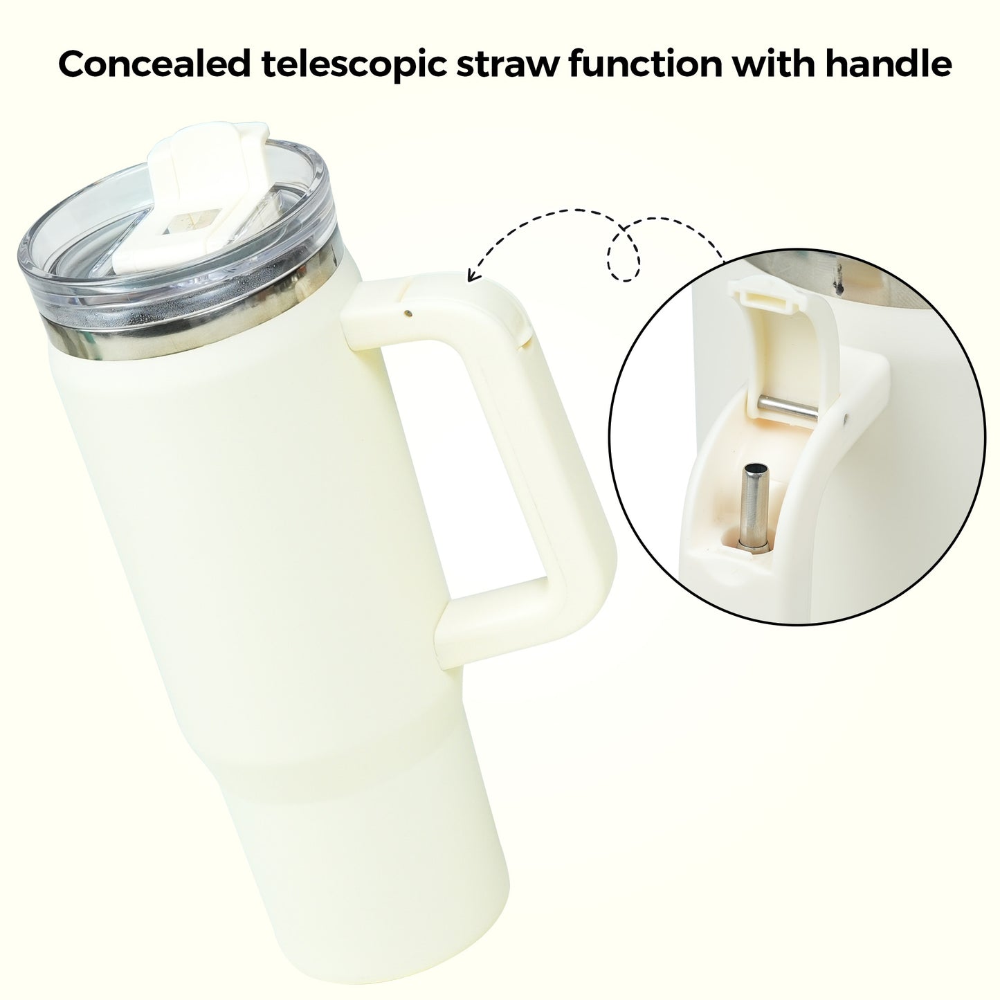 Tradeysum 30 oz Tumbler with Handle and Hidden Straw, Vacuum Insulated Stainless Steel Water Bottle with 2-in-1 Lid, Leak-Proof Reusable Iced Coffee Mug, Car Cup Holder Friendly for Gym, Travel & Office