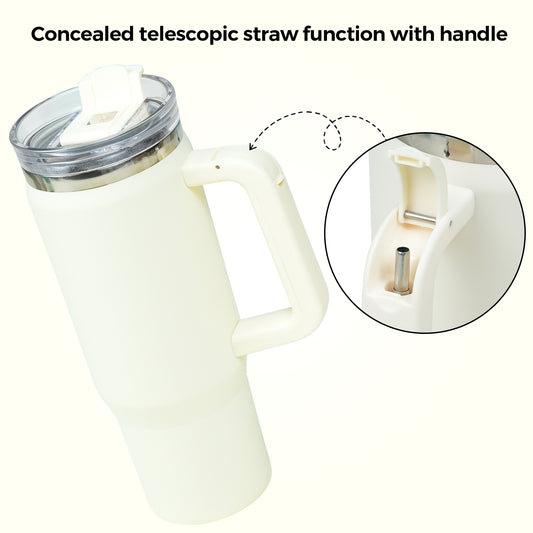 Tradeysum 30 oz Tumbler with Handle and Hidden Straw, Vacuum Insulated Stainless Steel Water Bottle with 2-in-1 Lid, Leak-Proof Reusable Iced Coffee Mug, Car Cup Holder Friendly for Gym, Travel & Office