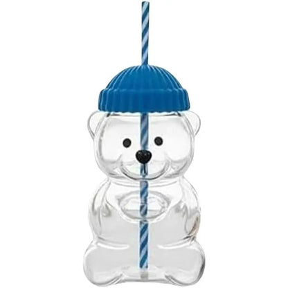Viral Bearista Cold Cup for 2026 Holiday Collection Nostalgia Cute Bear Cup With Striped Straw 20oz High-Quality Glass Tumbler for Smoothies Boba & Beverage  Iced Coffee Glass Gifts colorful glass cup practical gift