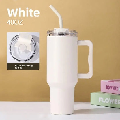 40Oz Car Cup Thick 304 Stainless Steel Vacuum Cup Large Capacity Car Water Cup Leakproof Vacuum Cup Reusable Straw