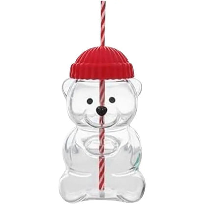 Viral Bearista Cold Cup for 2026 Holiday Collection Nostalgia Cute Bear Cup With Striped Straw 20oz High-Quality Glass Tumbler for Smoothies Boba & Beverage  Iced Coffee Glass Gifts colorful glass cup practical gift