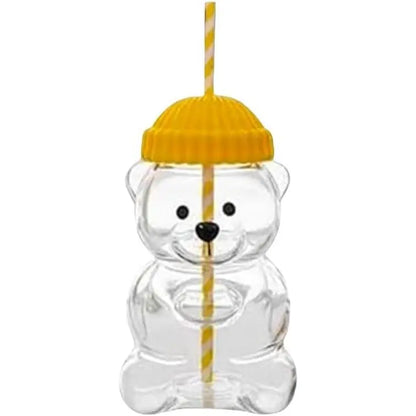 Viral Bearista Cold Cup for 2026 Holiday Collection Nostalgia Cute Bear Cup With Striped Straw 20oz High-Quality Glass Tumbler for Smoothies Boba & Beverage  Iced Coffee Glass Gifts colorful glass cup practical gift