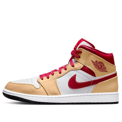 Air Jordan 1 Mid “Light Curry Cardinal Red”