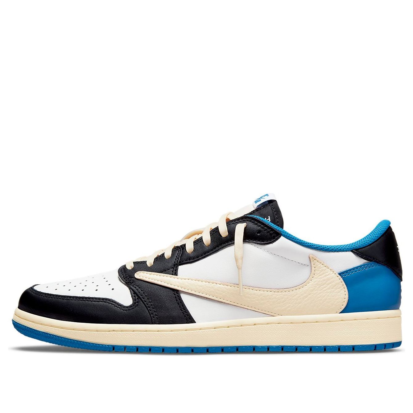 Air Jordan 1 Retro Low x Fragment Design x Travis Scott x “Sail Black Military Blue”
